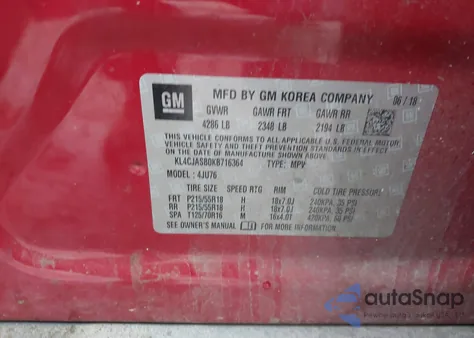 2019 Buick Encore Fwd Preferred z USA, uszkodzony, nr VIN KL4CJASB0KB716364